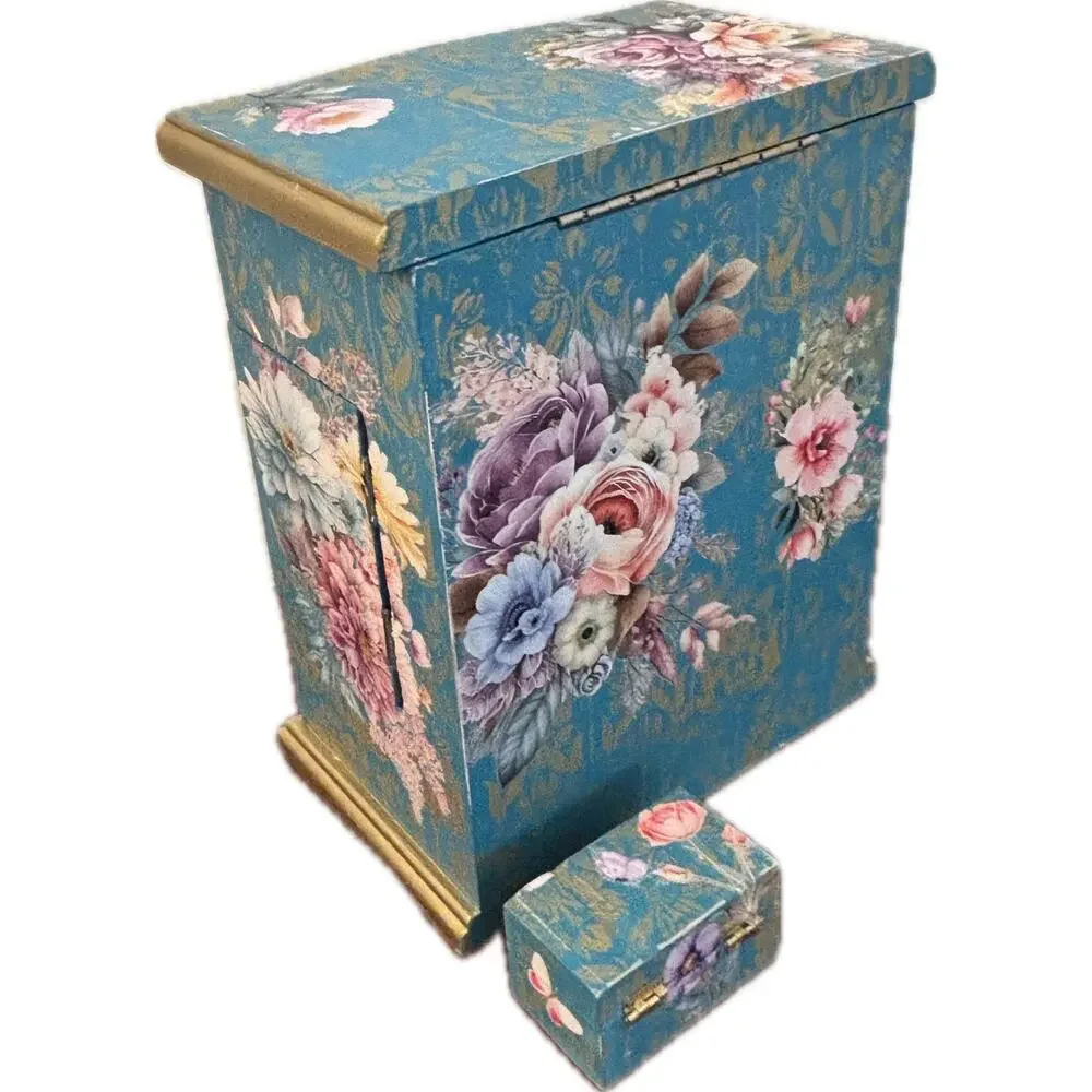 Upcycled Vintage Wooden Jewelry Box with Bonus Trinket Box